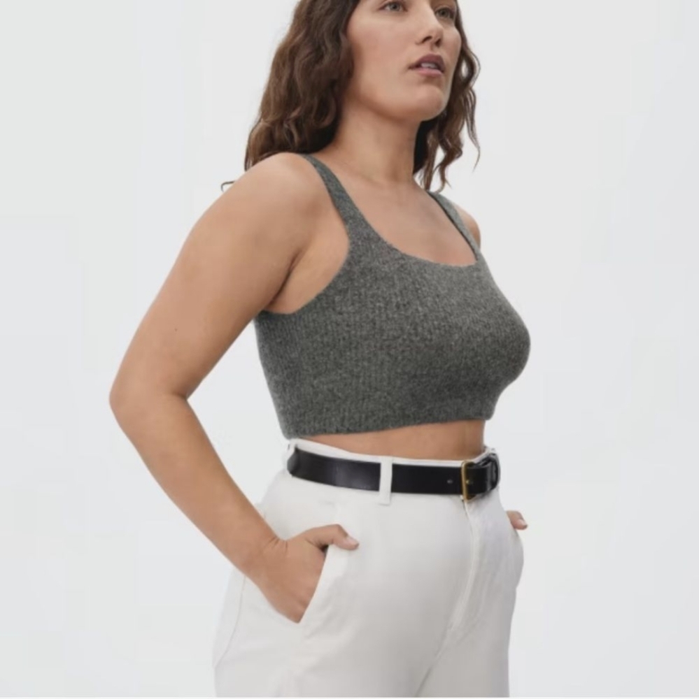 NWT Everlane The Cozy-Stretch Tank In Heathered Charcoal Size Medium